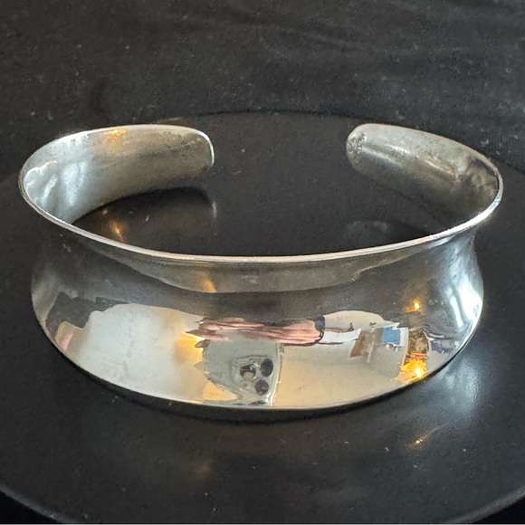 925 Sterling Silver Jewelry - Vintage Mexico Modernist Solid Silver Cuff Bracelet